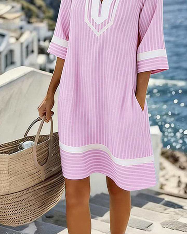 Klara™ | V-Neck Striped Dress
