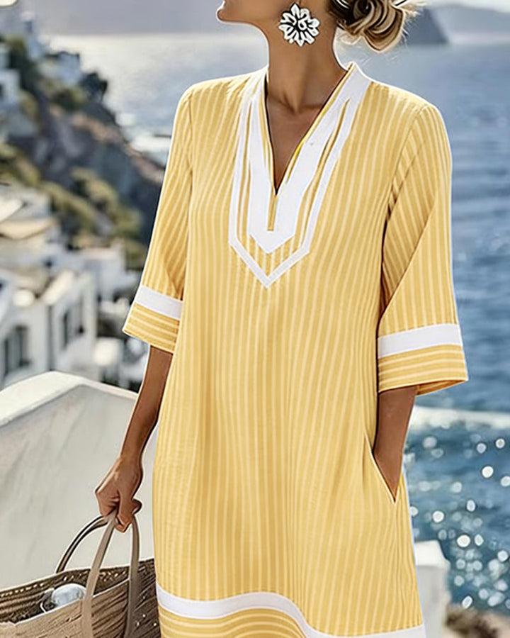Klara™ | V-Neck Striped Dress