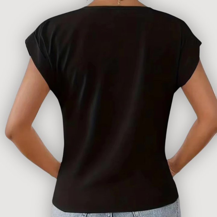 ARIA – Draped Blouse with V-Neck