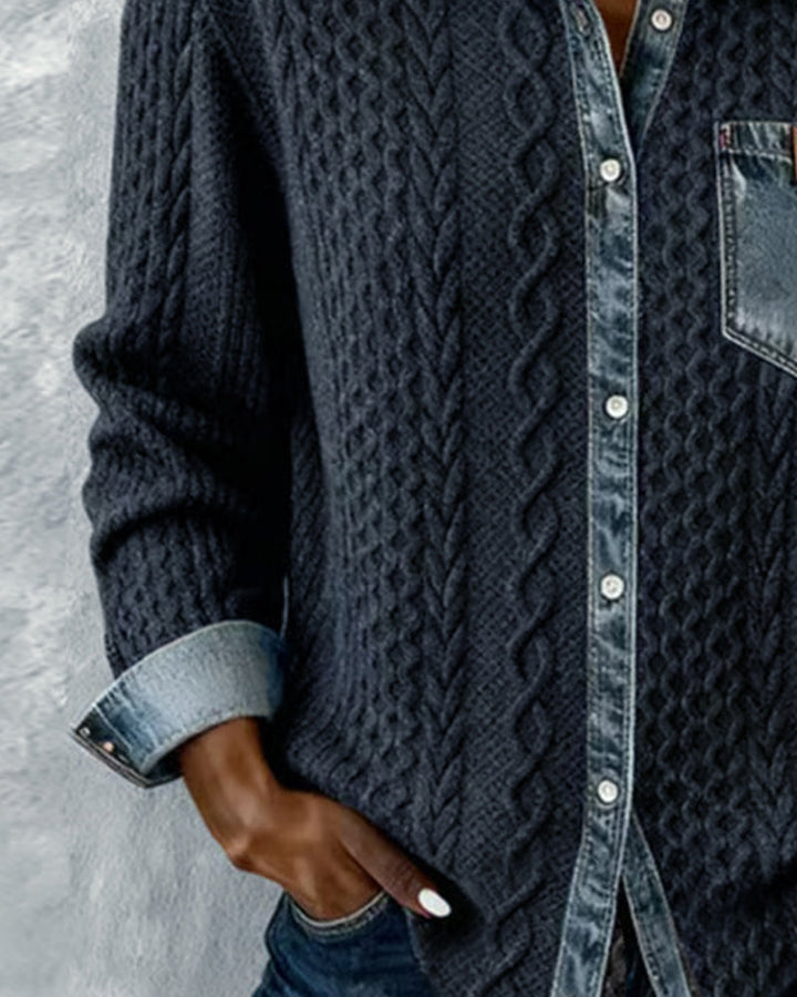 Pikkade Varrukatega T-särk Denim Patches'iga