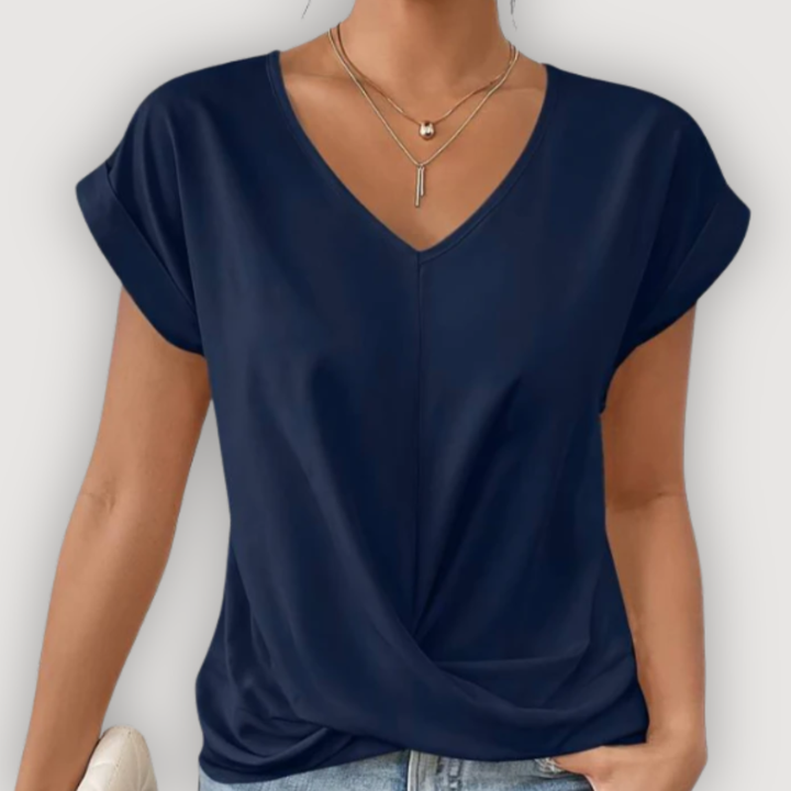 ARIA – Draped Blouse with V-Neck