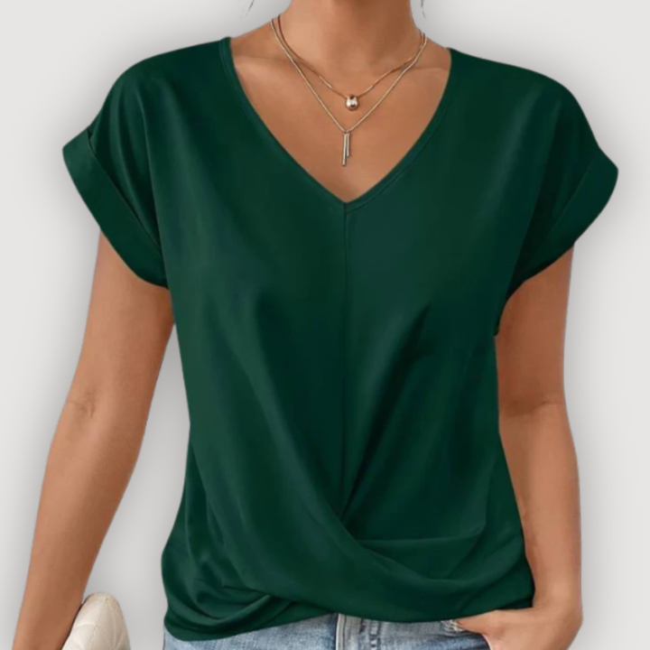 ARIA – Draped Blouse with V-Neck