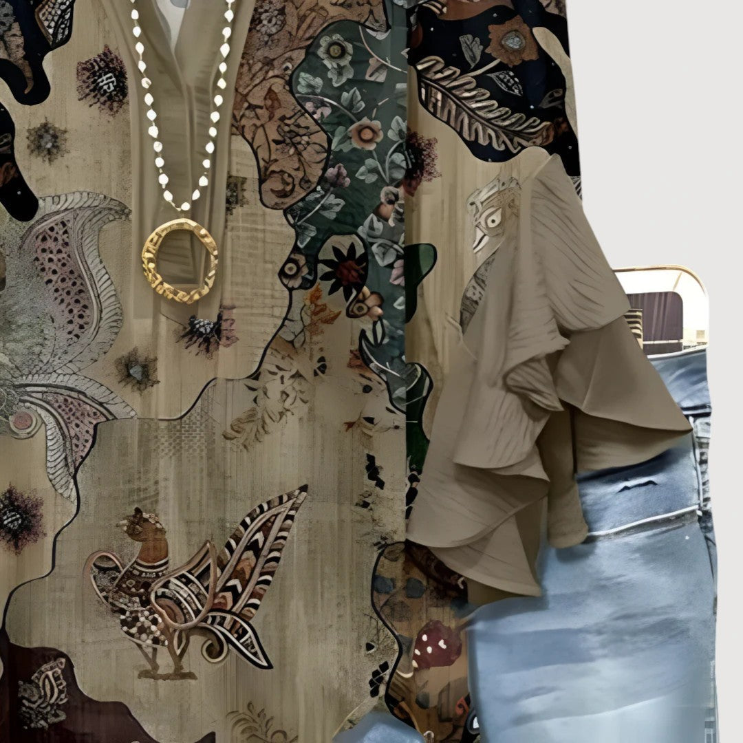 ALIANE – Bohemian Autumn Dress with Ruffles