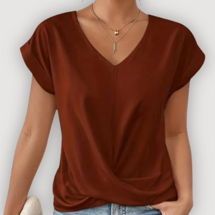 ARIA – Draped Blouse with V-Neck