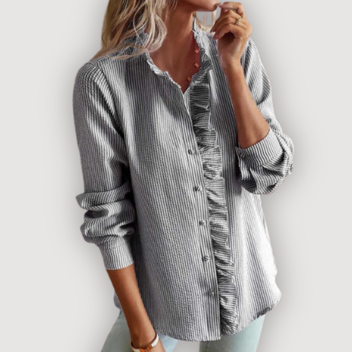 CLARA – RUFFLED BLUE BLOUSE