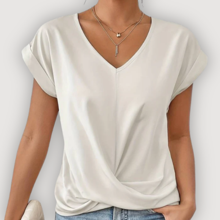 ARIA – Draped Blouse with V-Neck