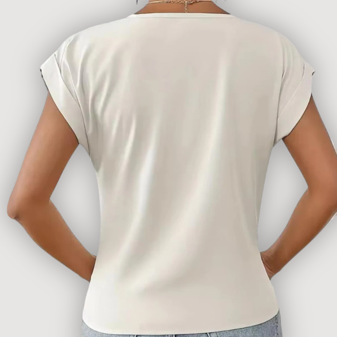ARIA – Draped Blouse with V-Neck
