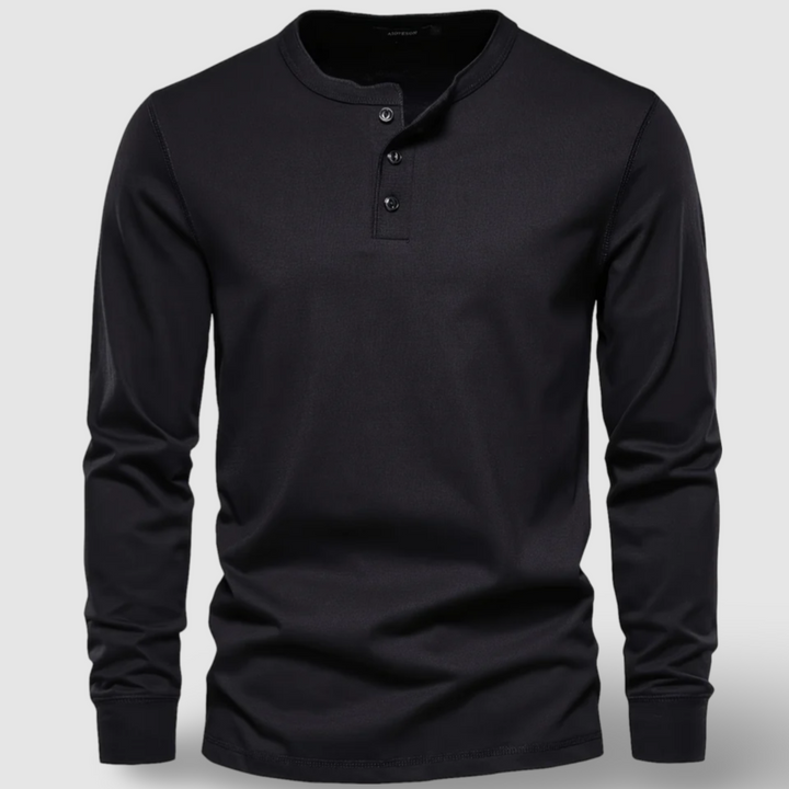 Elegantne puuvillane Henley pikkade varrukatega