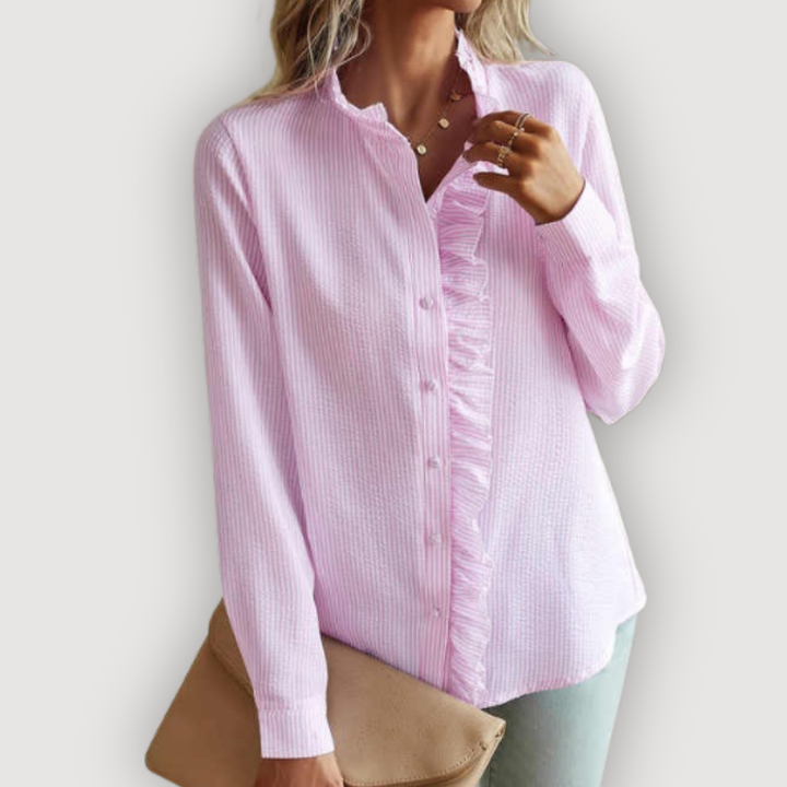 CLARA – RUFFLED BLUE BLOUSE