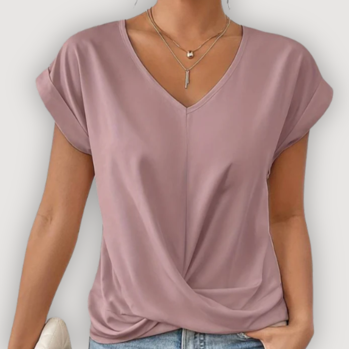 ARIA – Draped Blouse with V-Neck