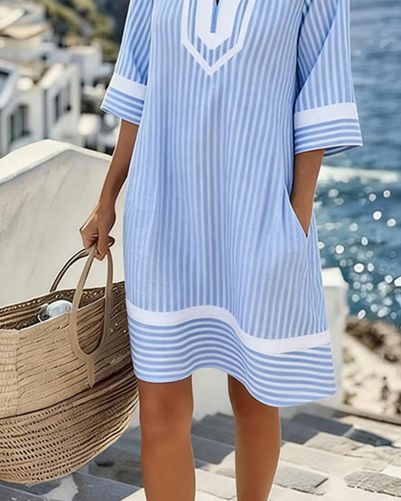 Klara™ | V-Neck Striped Dress
