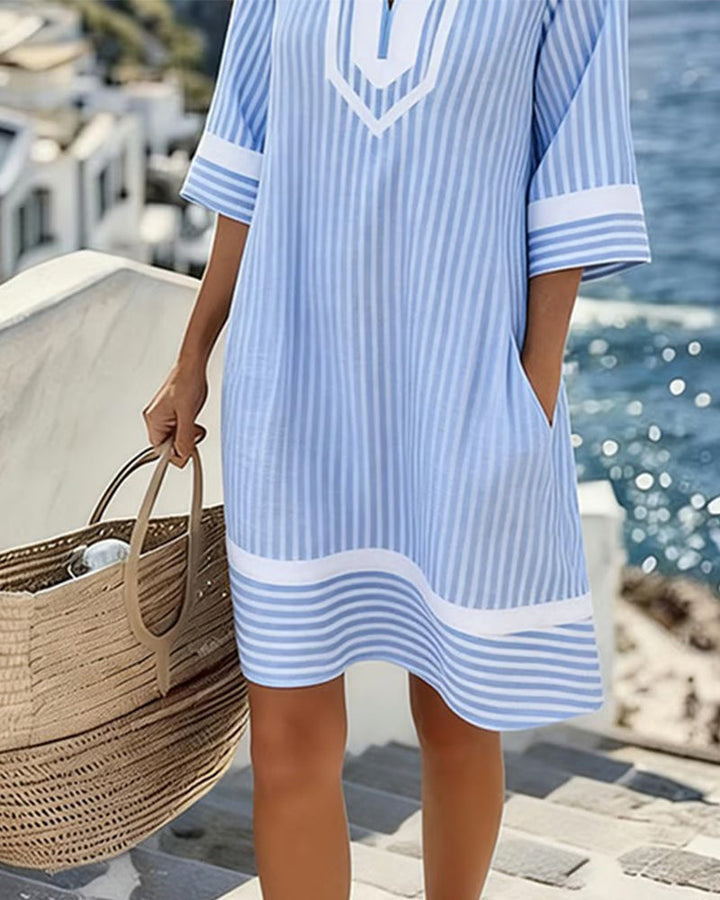 Klara™ | V-Neck Striped Dress
