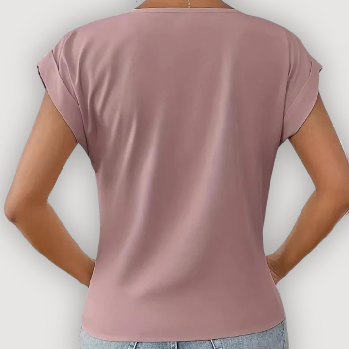 ARIA – Draped Blouse with V-Neck