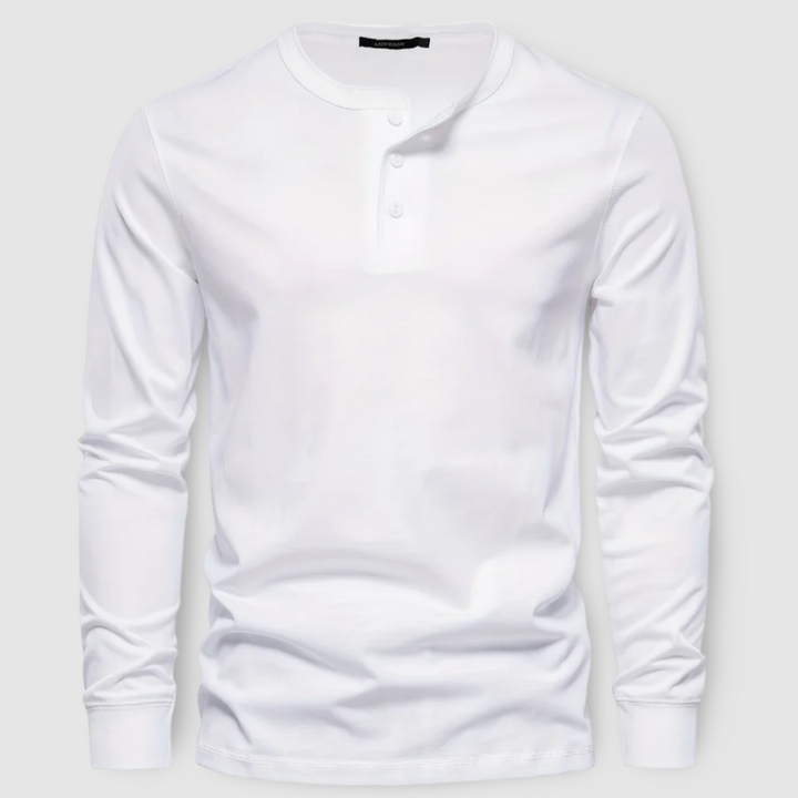 Elegantne puuvillane Henley pikkade varrukatega