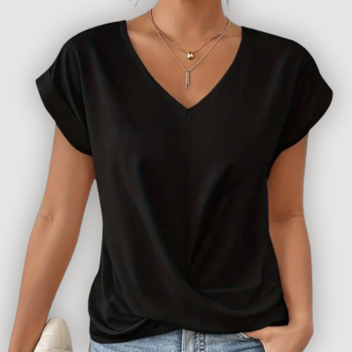 ARIA – Draped Blouse with V-Neck