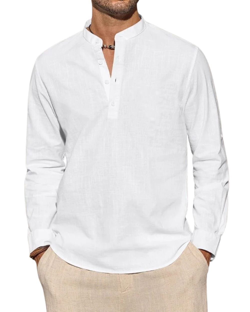 Elegantne puuvillane henley-särk