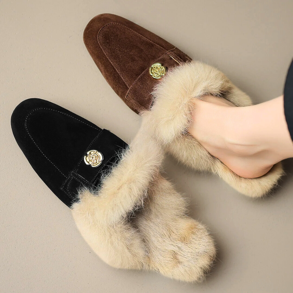 VELOURA SUEDE SHEARLING MULED
