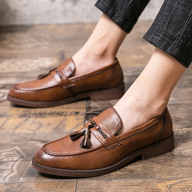 Leren Loafers kwastidega
