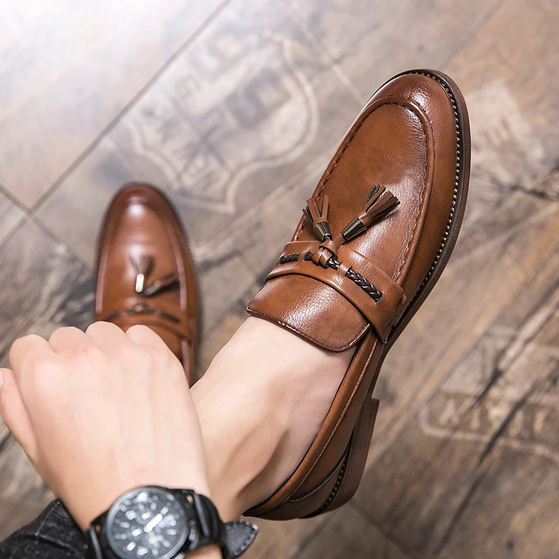 Leren Loafers kwastidega