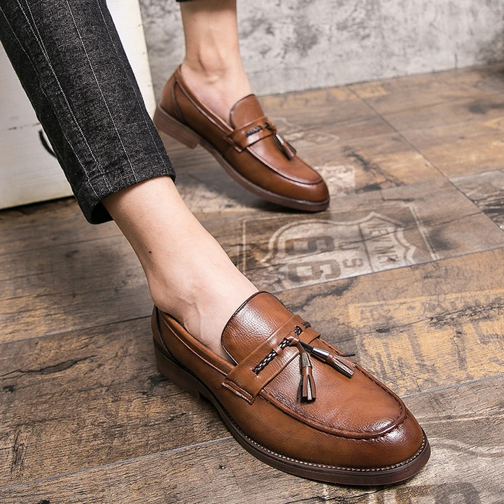 Leren Loafers kwastidega