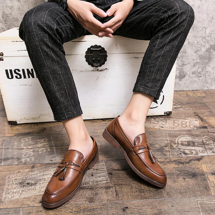 Leren Loafers kwastidega