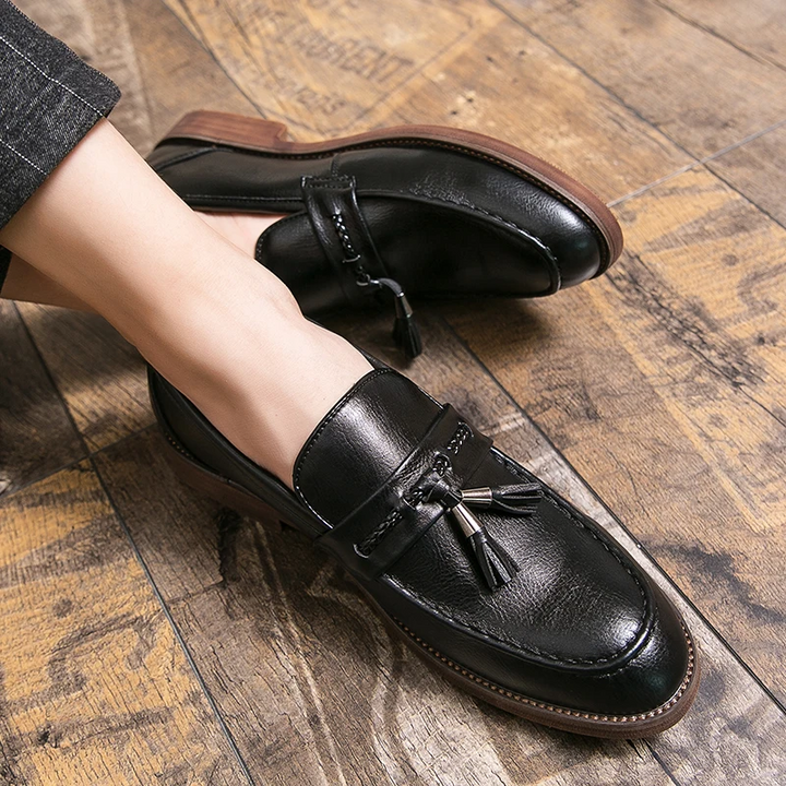 Leren Loafers kwastidega