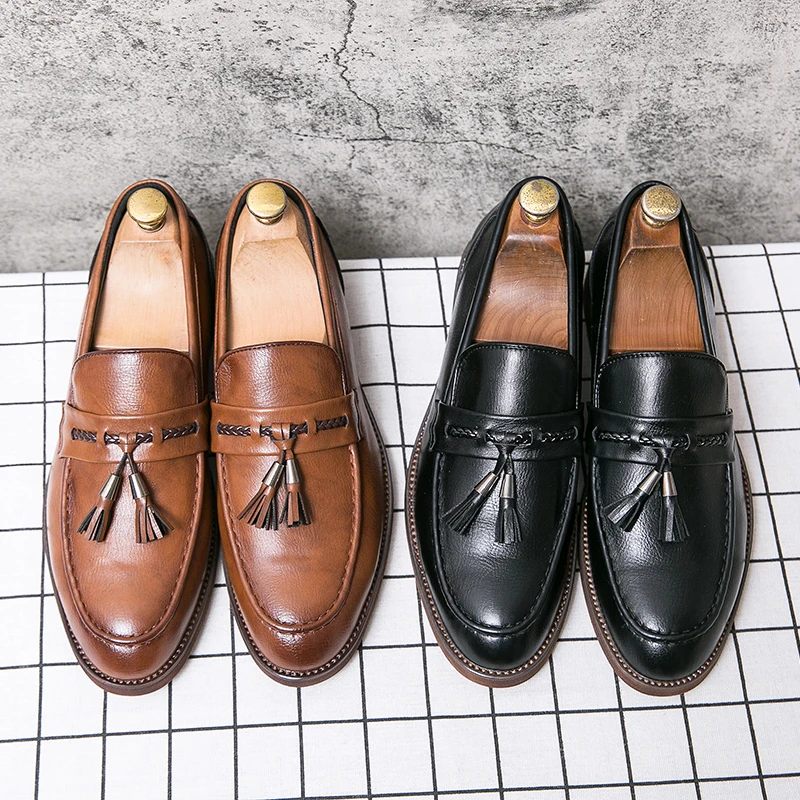 Leren Loafers kwastidega