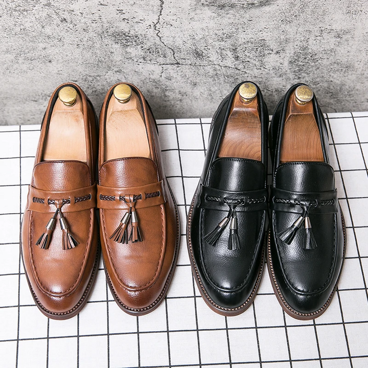 Leren Loafers kwastidega
