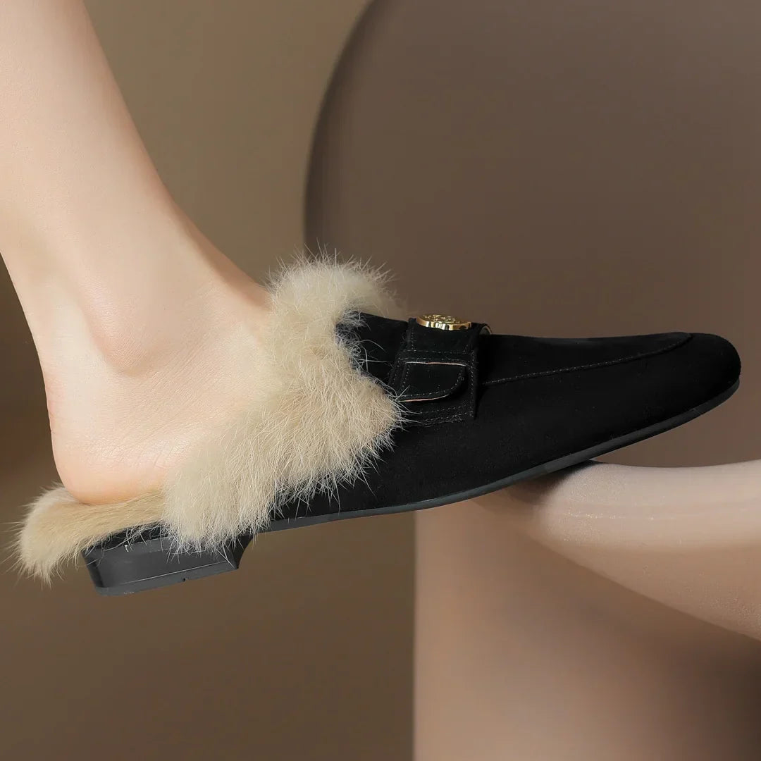 VELOURA SUEDE SHEARLING MULED
