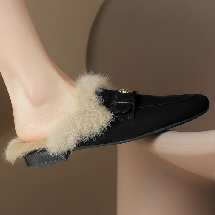 VELOURA SUEDE SHEARLING MULED