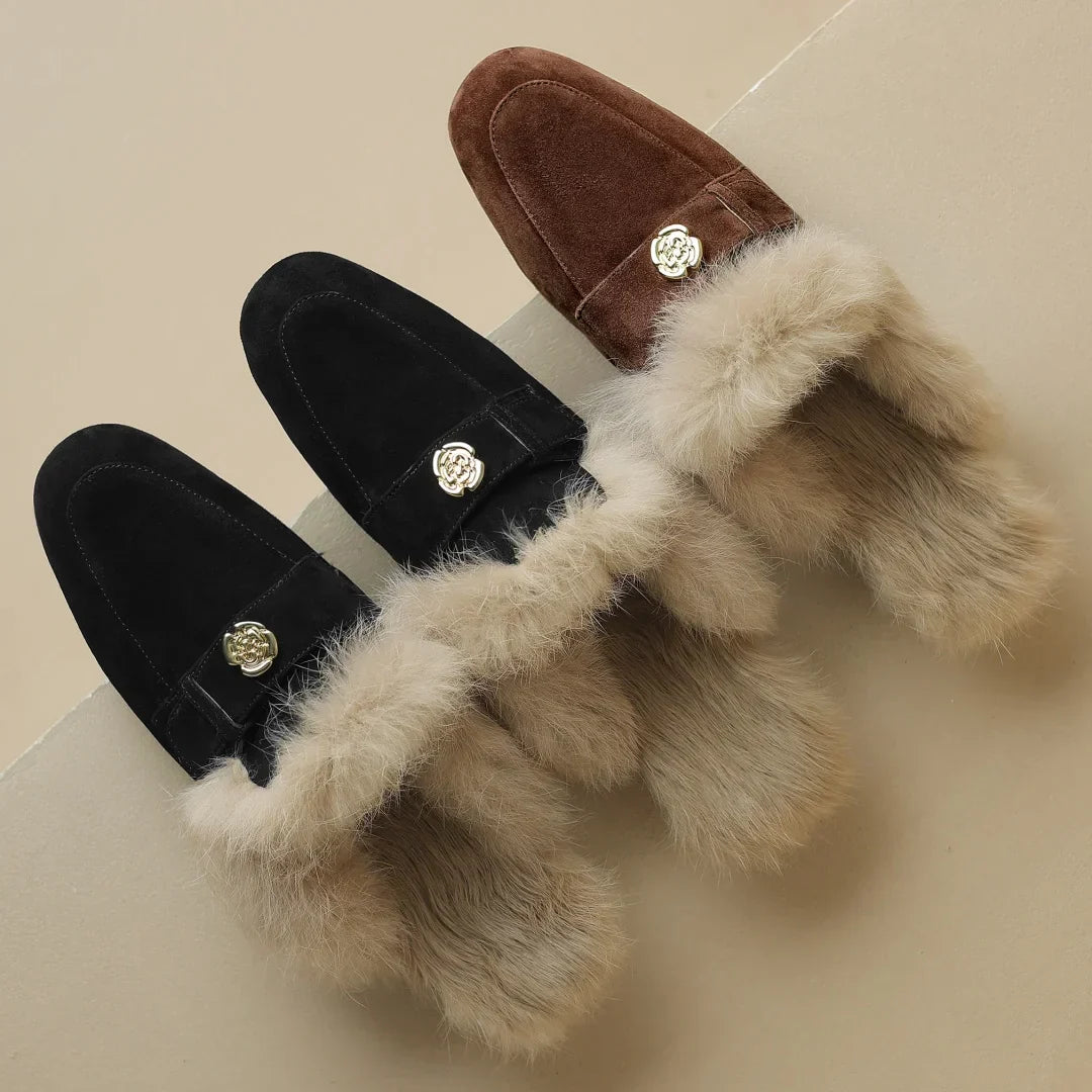 VELOURA SUEDE SHEARLING MULED