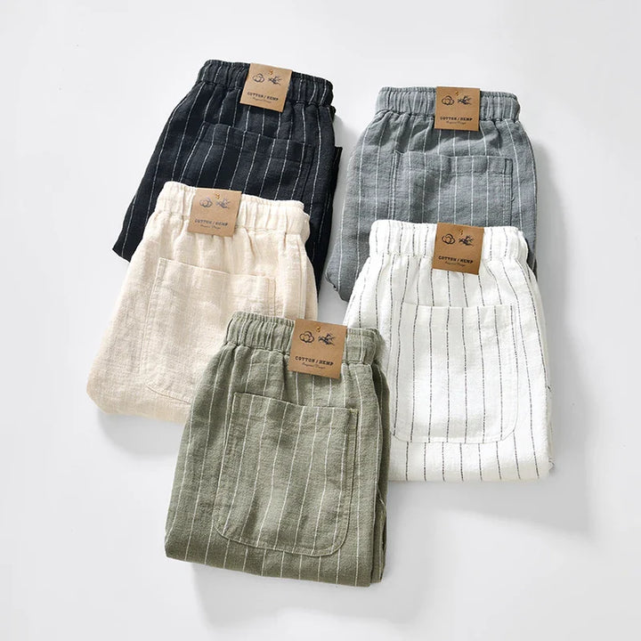 Elegantne puuvilla-lina lühikesed püksid