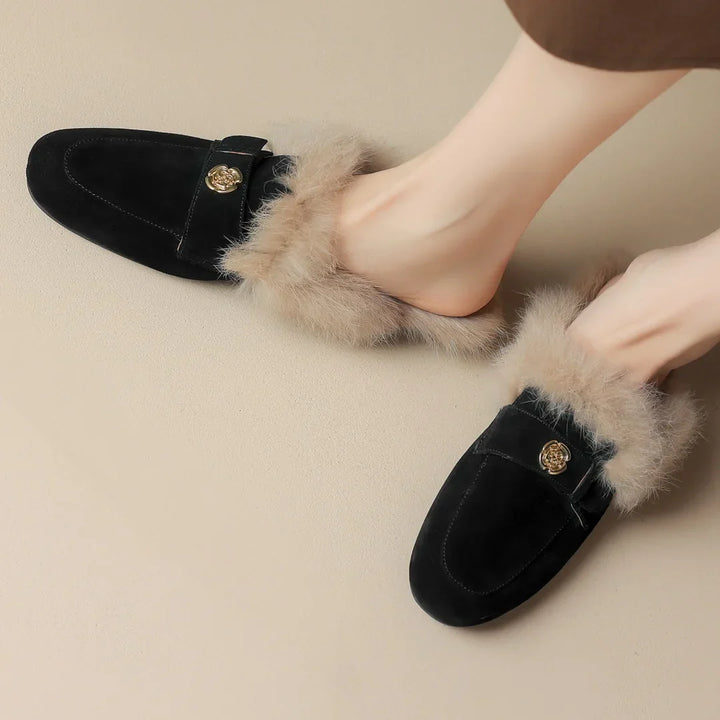 VELOURA SUEDE SHEARLING MULED