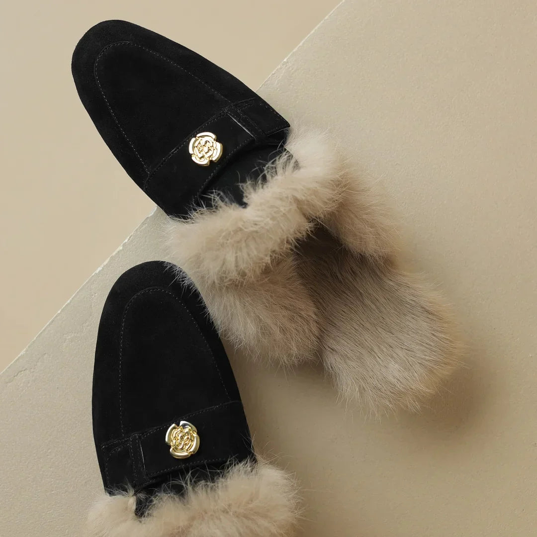 VELOURA SUEDE SHEARLING MULED