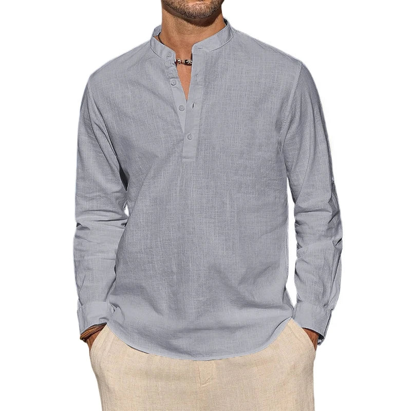 Elegantne puuvillane henley-särk