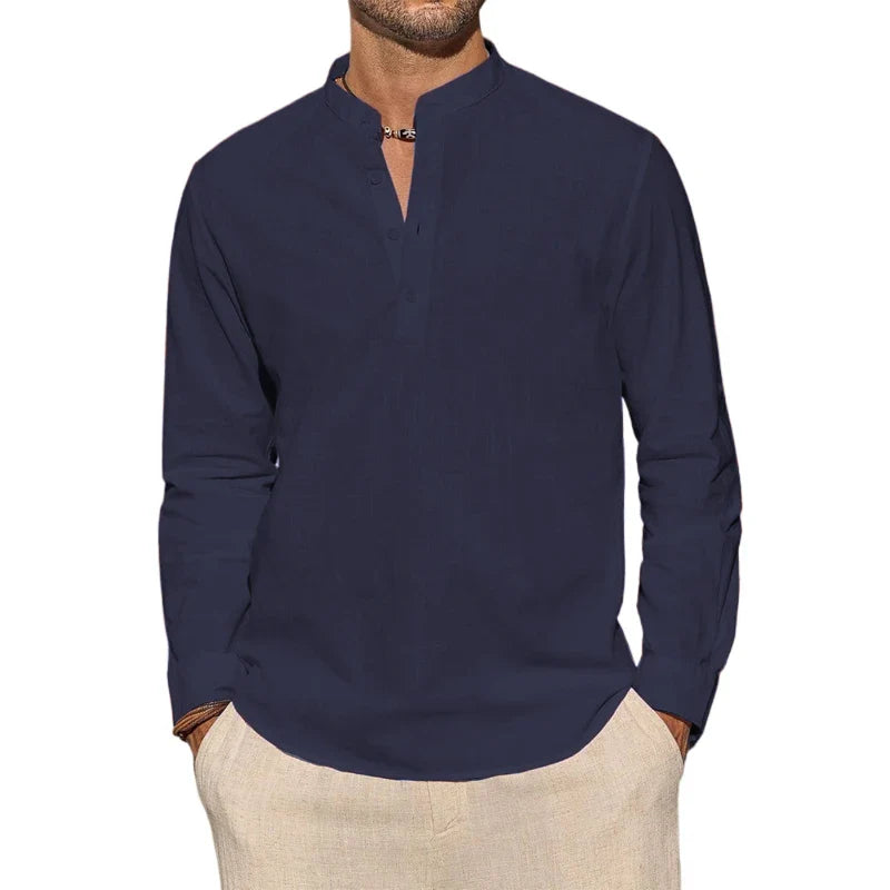 Elegantne puuvillane henley-särk