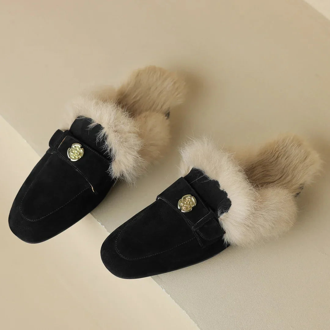 VELOURA SUEDE SHEARLING MULED