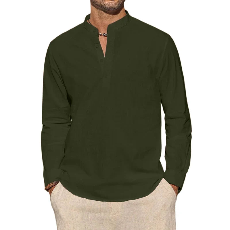 Elegantne puuvillane henley-särk