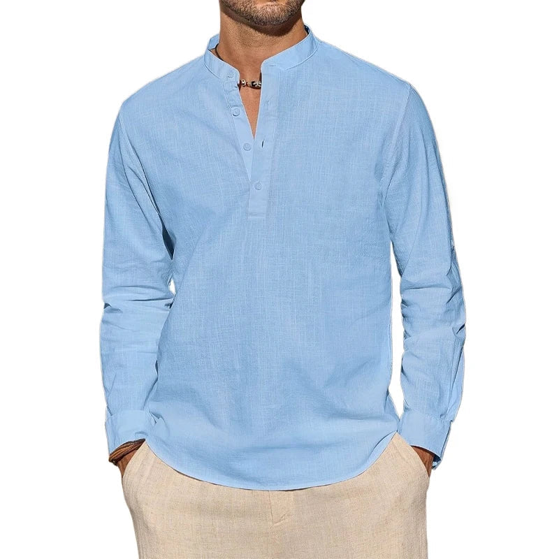 Elegantne puuvillane henley-särk