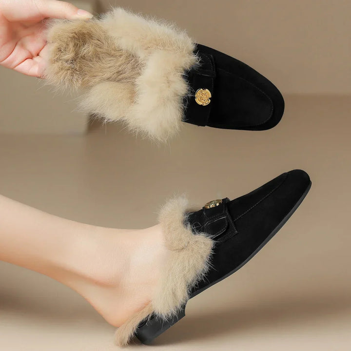 VELOURA SUEDE SHEARLING MULED