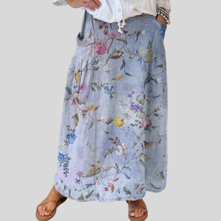 Lina Seelik Taskutega Vintage Sinise Elegantse Mustriga