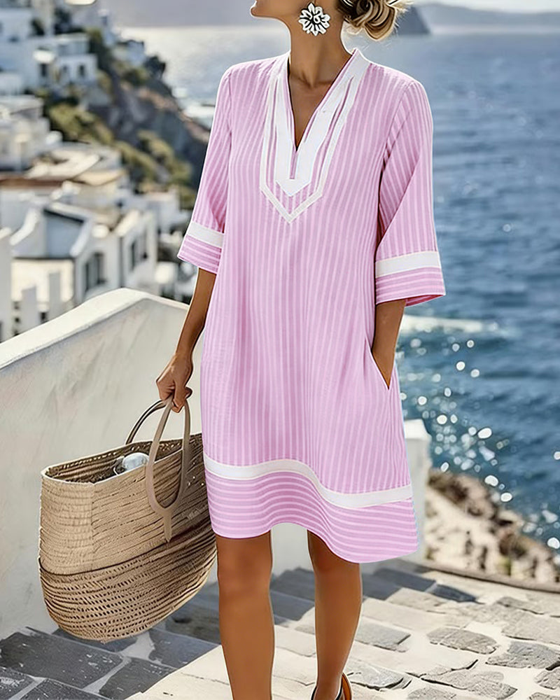 Klara™ | V-Neck Striped Dress