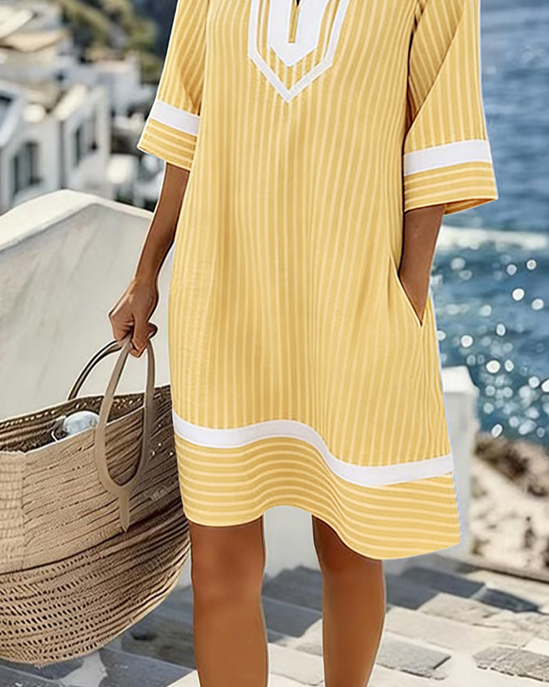 Klara™ | V-Neck Striped Dress