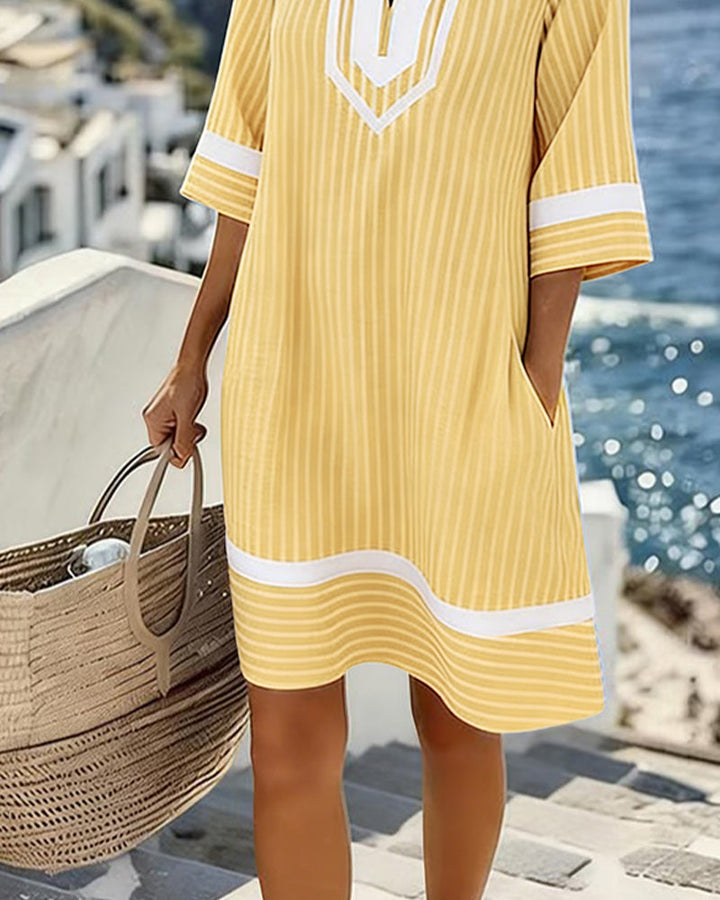 Klara™ | V-Neck Striped Dress