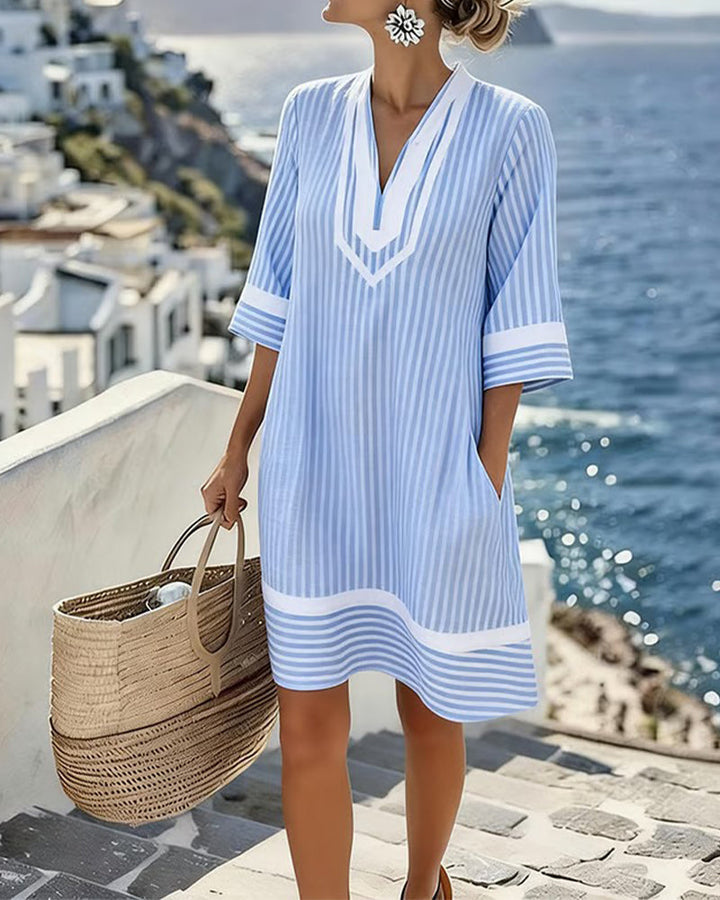 Klara™ | V-Neck Striped Dress
