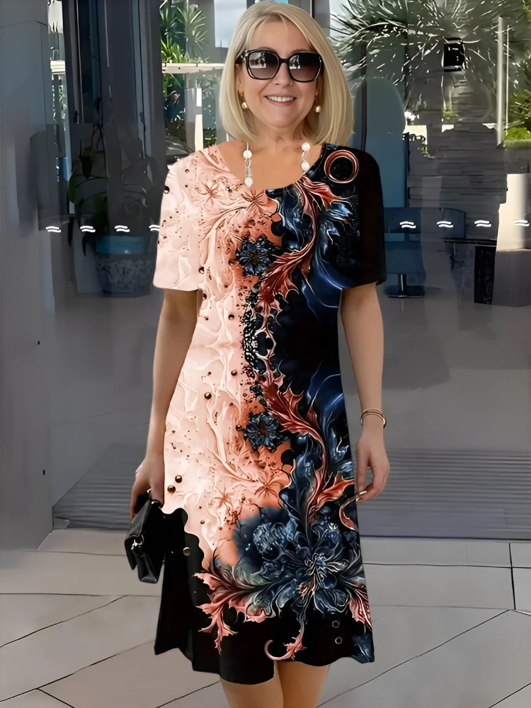 LEANDRIA RELAXED FLORAL MIDI KLEIT