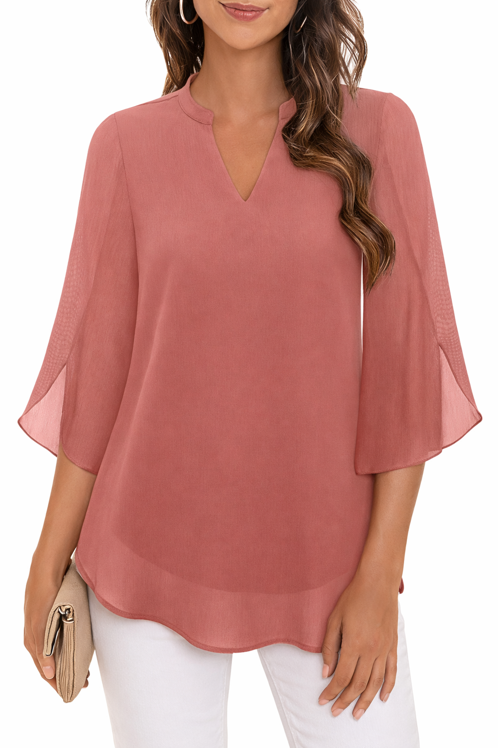 Claudia – V-Neck Chiffon Blouse